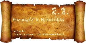 Rezsnyák Nikoletta névjegykártya